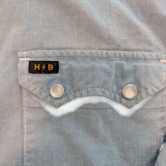 Howler Bros Shirt Mens Medium Blue Denim Chambray Western Pearl Snap Guacho - Picture 6 of 8